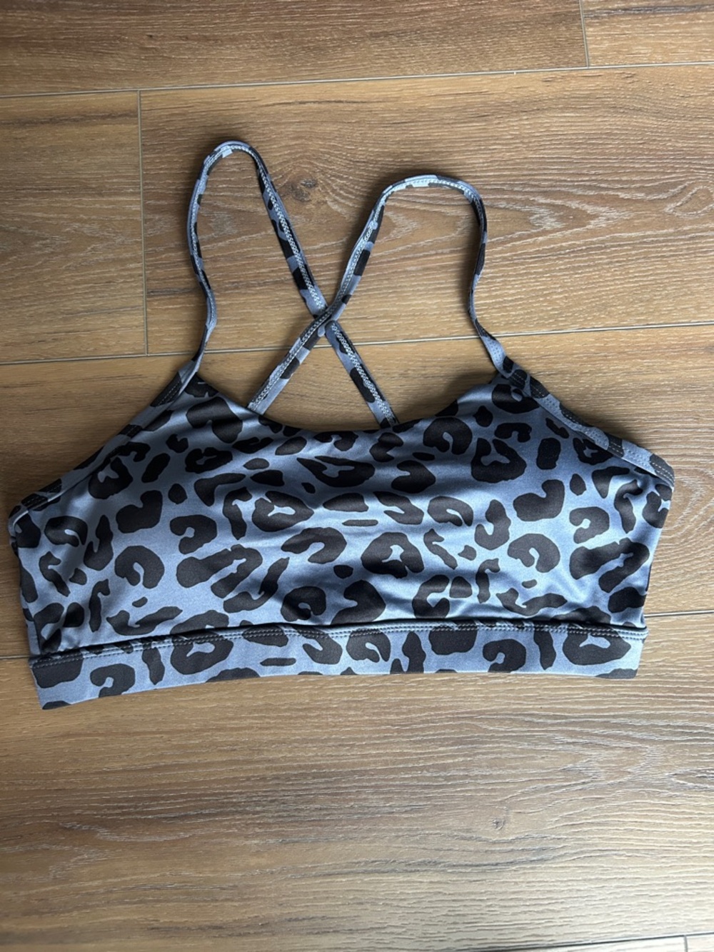 Blue Leopard Print Strappy Bralette